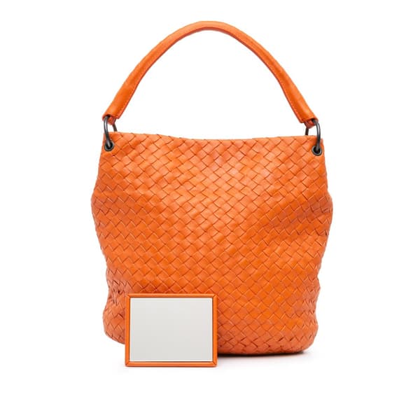 Pre-owned Bottega Veneta Nappa Intrecciato Bucket Bag Orange