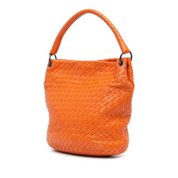 Pre-owned Bottega Veneta Nappa Intrecciato Bucket Bag Orange