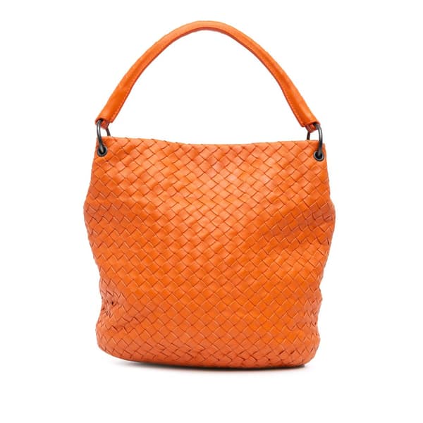 Pre-owned Bottega Veneta Nappa Intrecciato Bucket Bag Orange