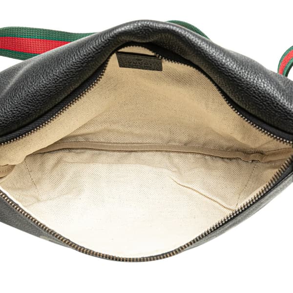 Pre-owned Gucci Grained Calfskin Logo Belt Bag Black