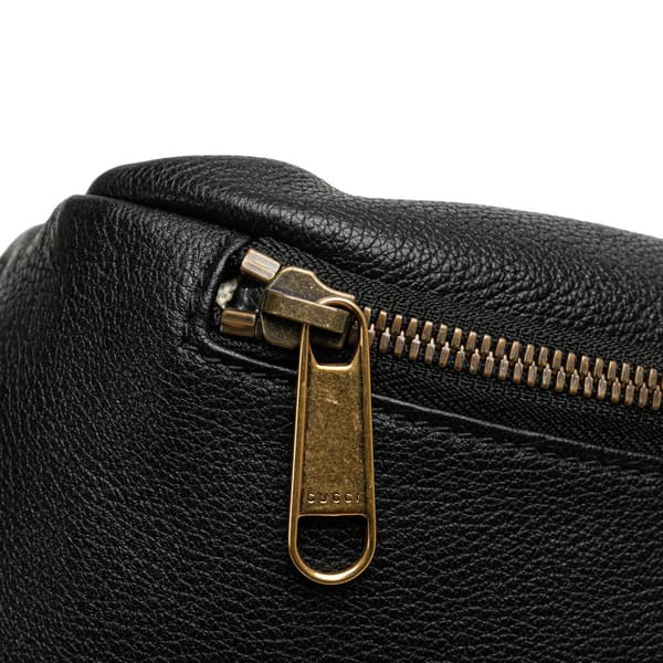 Pre-owned Gucci Grained Calfskin Logo Belt Bag Black