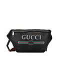 Miniatyrbillede 1 af 10: Pre-owned Gucci Grained Calfskin Logo Belt Bag Black