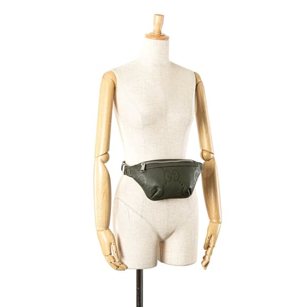 Pre-owned Gucci Small Leather Jumbo GG Belt Bag Green