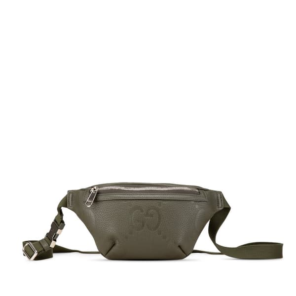 Pre-owned Gucci Small Leather Jumbo GG Belt Bag Green