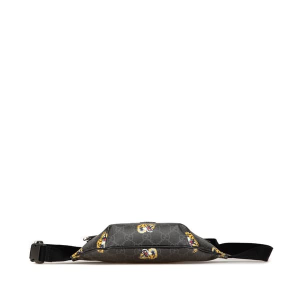Pre-owned Gucci GG Supreme Tiger Belt Bag Black