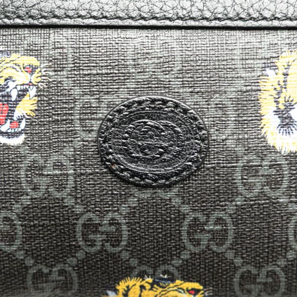 Pre-owned Gucci GG Supreme Tiger Belt Bag Black