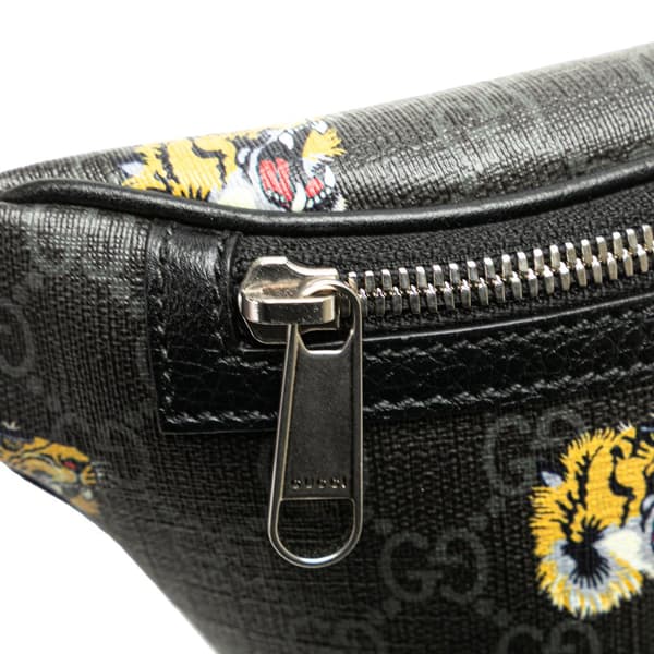 Pre-owned Gucci GG Supreme Tiger Belt Bag Black