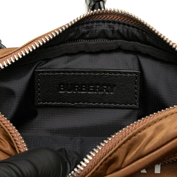 Pre-owned Burberry Nylon Logo Cannon Belt Bag Brown
