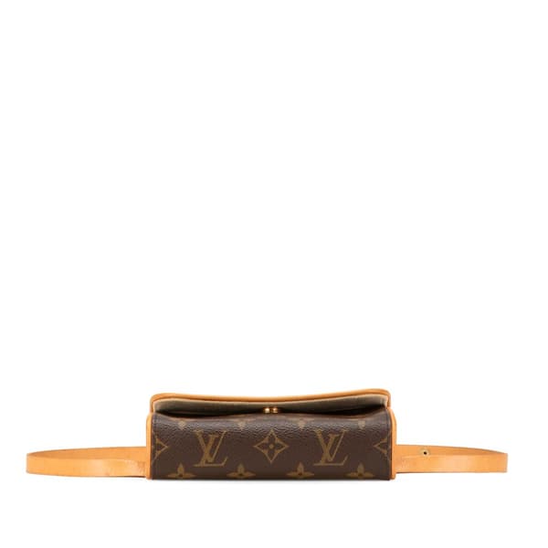 Pre-owned Louis Vuitton Monogram Pochette Florentine Brown