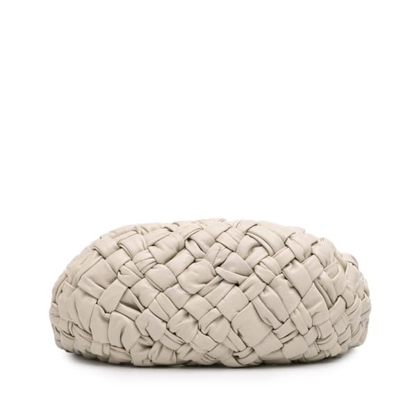 Pre-owned Bottega Veneta Foulard Intrecciato Calfskin Banana Hobo White