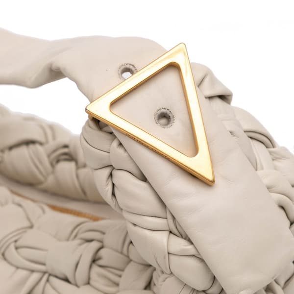 Pre-owned Bottega Veneta Foulard Intrecciato Calfskin Banana Hobo White