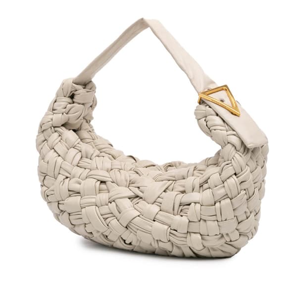 Pre-owned Bottega Veneta Foulard Intrecciato Calfskin Banana Hobo White