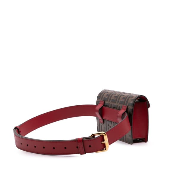 Pre-owned Fendi Zucca Embossed Leather F is Fendi Convertible Belt Bag Brown