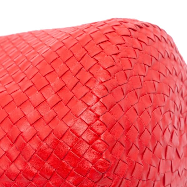 Pre-owned Bottega Veneta Nappa Intrecciato Drawstring Bucket Bag Red