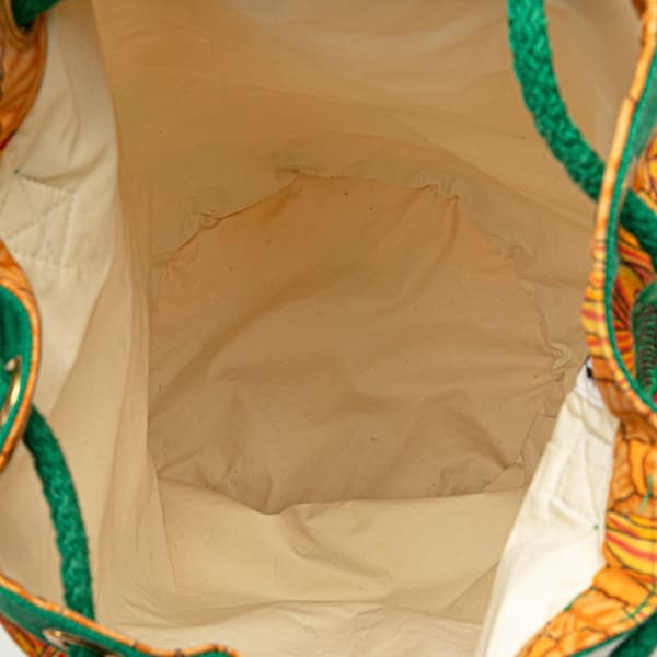 Pre-owned Hermès Toile Les Perroquets Bucket Bag Orange