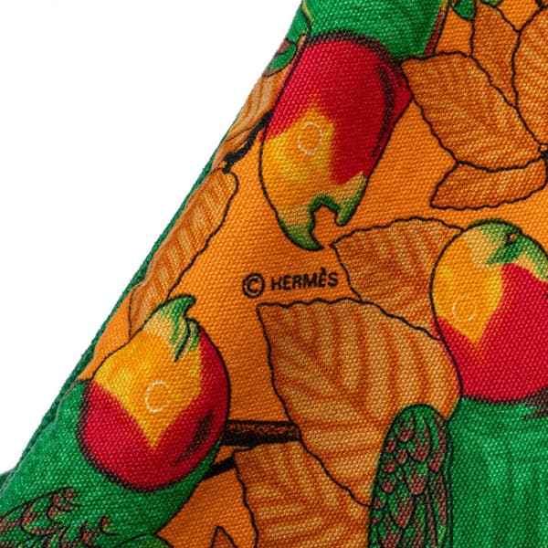 Pre-owned Hermès Toile Les Perroquets Bucket Bag Orange