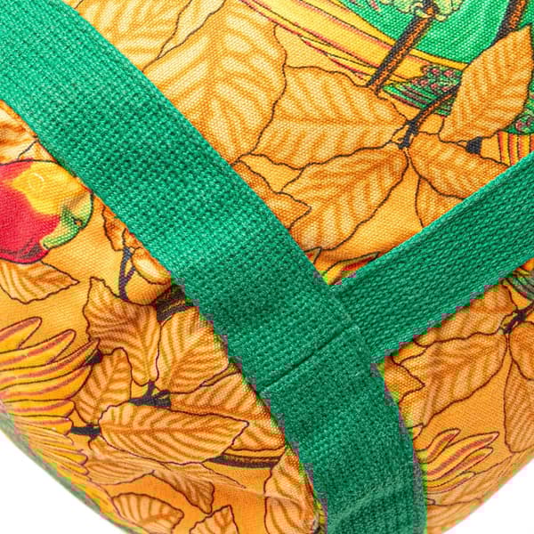 Pre-owned Hermès Toile Les Perroquets Bucket Bag Orange