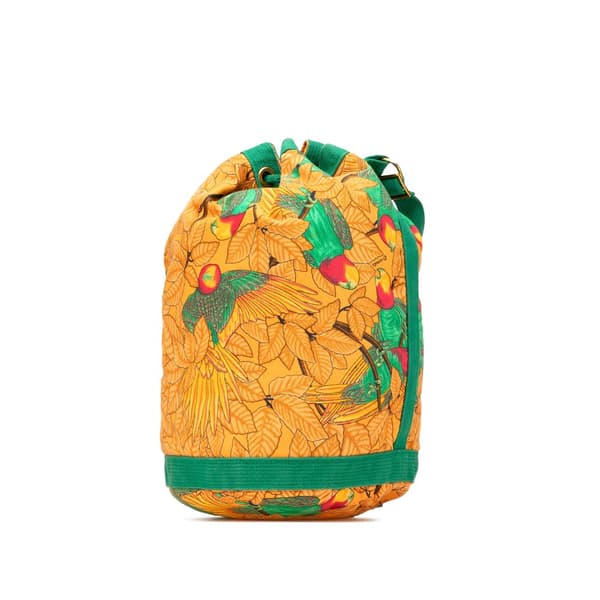 Pre-owned Hermès Toile Les Perroquets Bucket Bag Orange