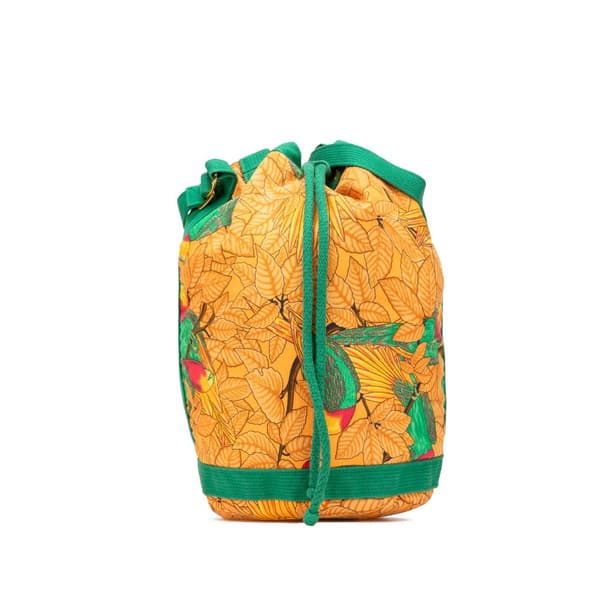 Pre-owned Hermès Toile Les Perroquets Bucket Bag Orange
