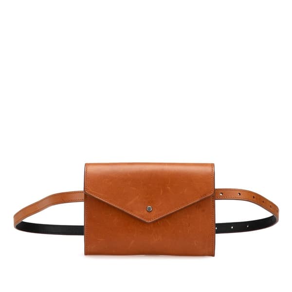Pre-owned Saint Laurent Leather Envelope Belt Bag Brown