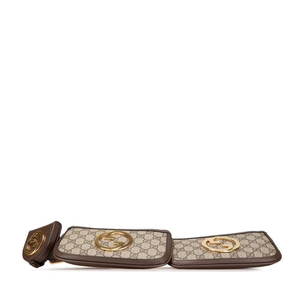 Pre-owned Gucci Mini GG Supreme Blondie Belt Bag Brown