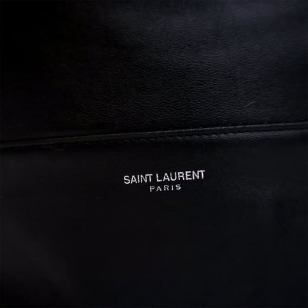 Pre-owned Saint Laurent Lambskin Harlem Drawstring Bucket Bag Black