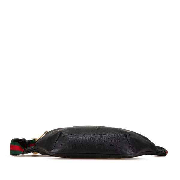 Pre-owned Gucci Grained Calfskin Logo Belt Bag Black