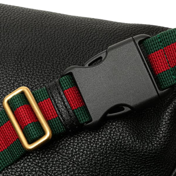 Pre-owned Gucci Grained Calfskin Logo Belt Bag Black