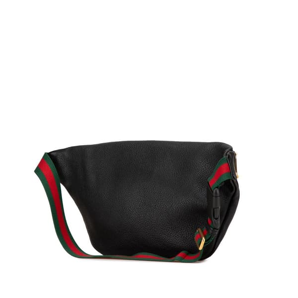 Pre-owned Gucci Grained Calfskin Logo Belt Bag Black