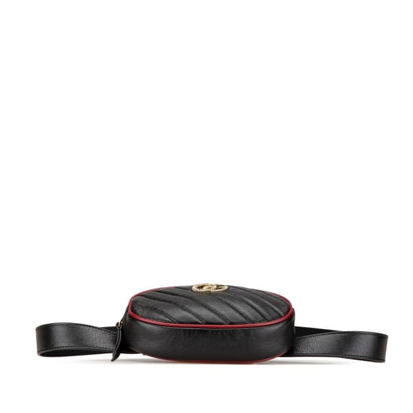 Pre-owned Gucci GG Marmont Leather Matelasse Torchon Belt Bag Black