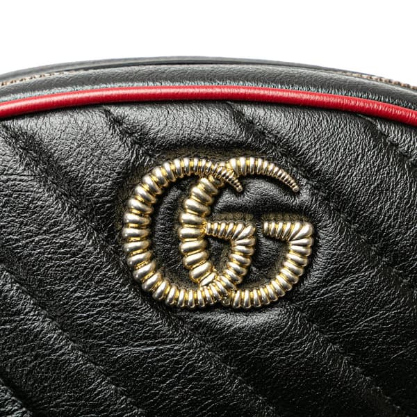 Pre-owned Gucci GG Marmont Leather Matelasse Torchon Belt Bag Black