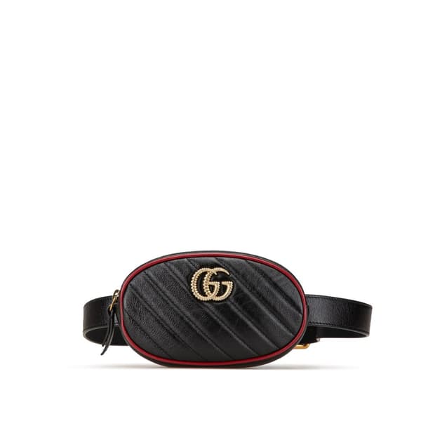 Pre-owned Gucci GG Marmont Leather Matelasse Torchon Belt Bag Black