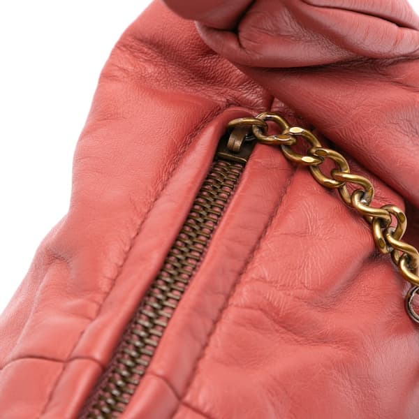 Pre-owned Chanel Lambskin CC Ring Hobo Red