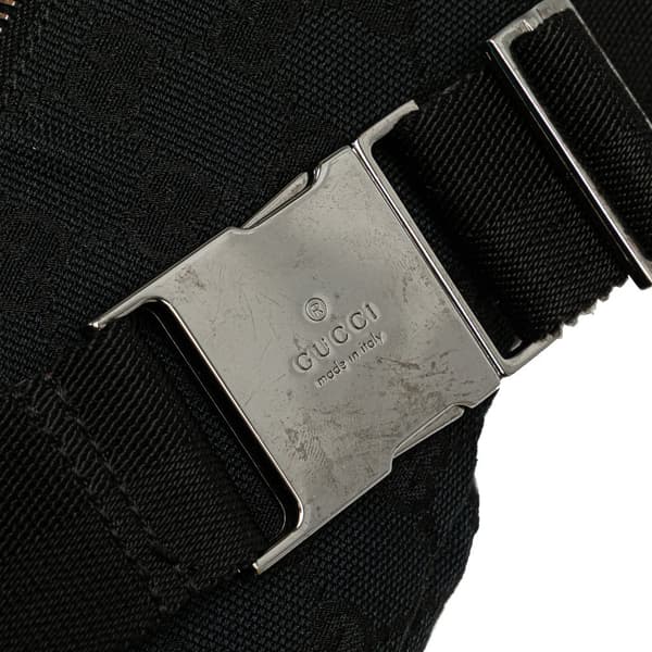 Pre-owned Gucci GG Canvas Double Pocket Belt Bag Black