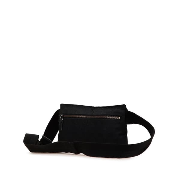 Pre-owned Gucci GG Canvas Double Pocket Belt Bag Black