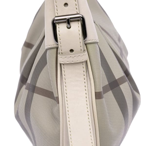 Pre-owned Burberry Smoked Check Coated Canvas Brooklyn Hobo Brown