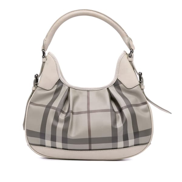 Pre-owned Burberry Smoked Check Coated Canvas Brooklyn Hobo Brown
