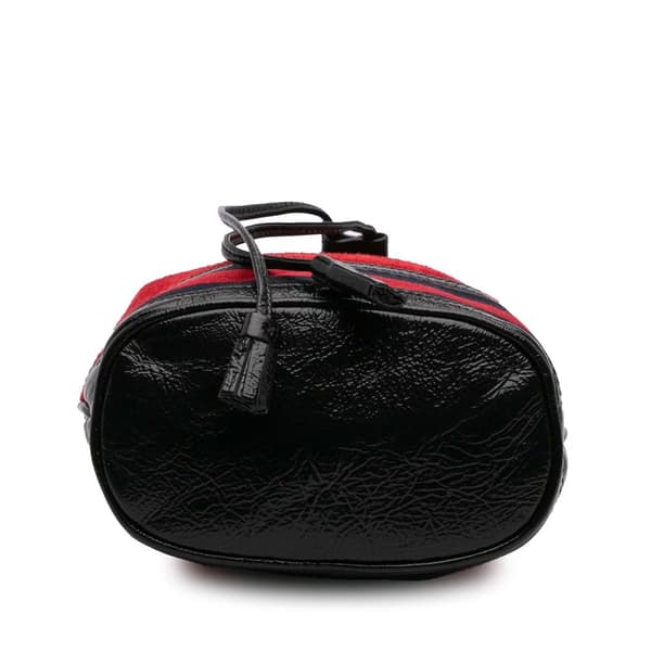 Pre-owned Gucci Mini Suede and Patent Web Ophidia Bucket Bag Red