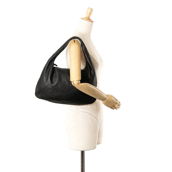 Pre-owned Bottega Veneta Small Leather Veneta Hobo Black