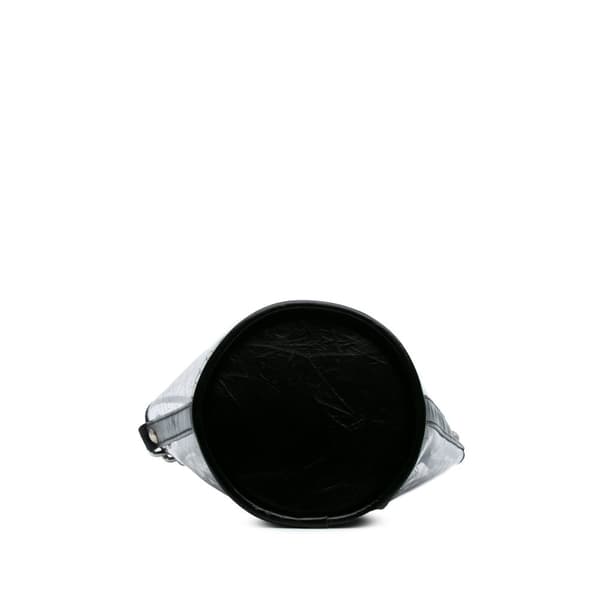 Pre-owned Chanel Small PVC and Crumpled Calfskin Camellia Coco Bucket Bag Black