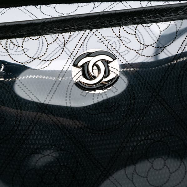Pre-owned Chanel Small PVC and Crumpled Calfskin Camellia Coco Bucket Bag Black