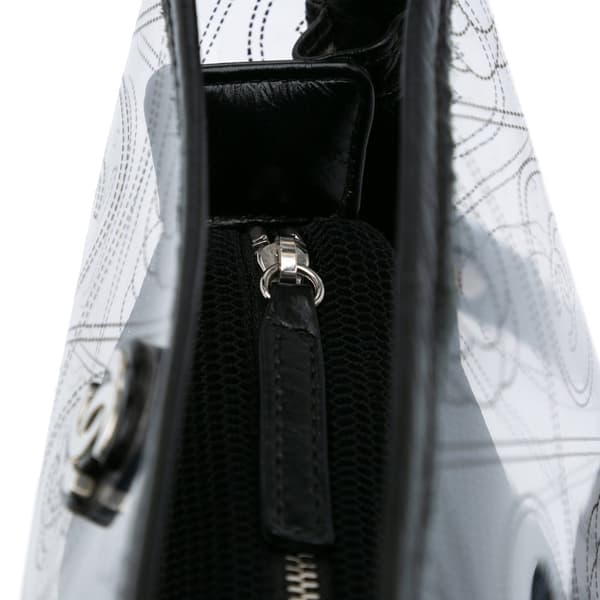Pre-owned Chanel Small PVC and Crumpled Calfskin Camellia Coco Bucket Bag Black