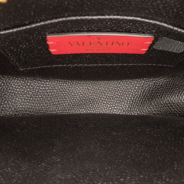 Pre-owned Valentino Mini Grainy Calfskin VLogo Hobo Black