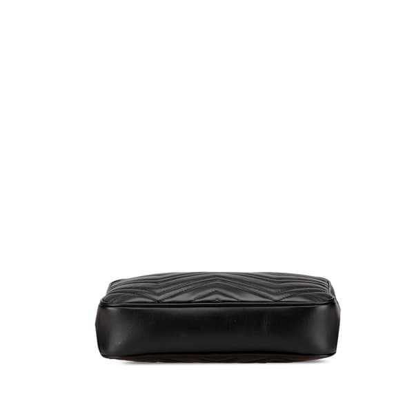 Pre-owned Gucci GG Marmont Square Leather Matelasse Belt Bag Black