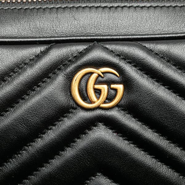 Pre-owned Gucci GG Marmont Square Leather Matelasse Belt Bag Black