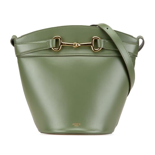 Pre-owned Celine Leather Crecy Bucket Bag Green