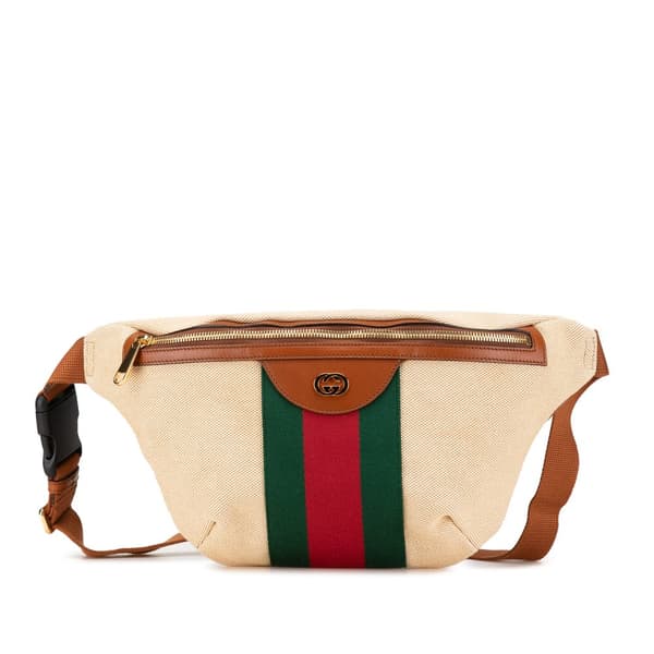Pre-owned Gucci Canvas Web Belt Bag Brown