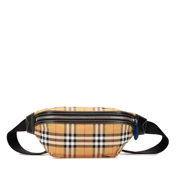 Pre-owned Burberry House Check Nylon Sonny Belt Bag Brown