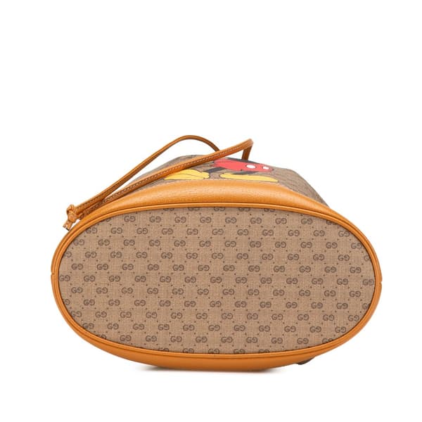 Pre-owned Gucci Micro GG Supreme Mickey Mouse Bucket Bag Brown