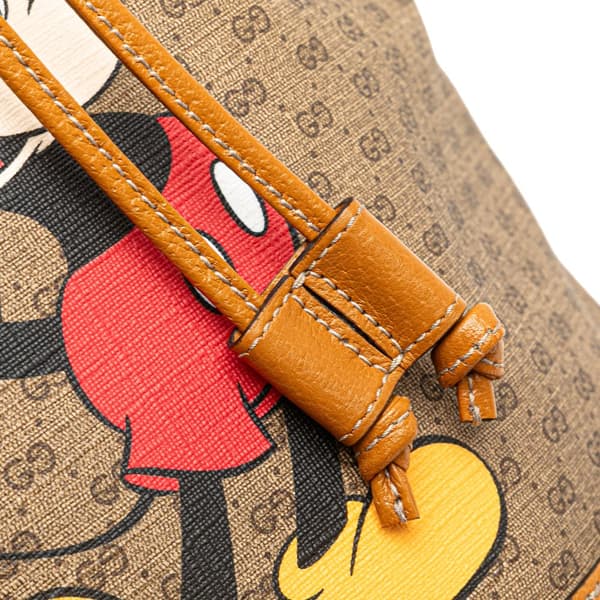 Pre-owned Gucci Micro GG Supreme Mickey Mouse Bucket Bag Brown